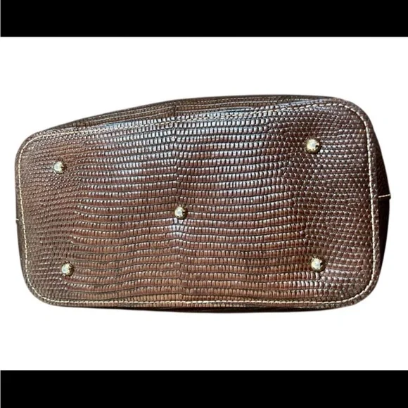 DOONEY & BOURKE Barlow Lizard Chocolate Brown Embossed Genuine Leather Satchel - Picture 5 of 16